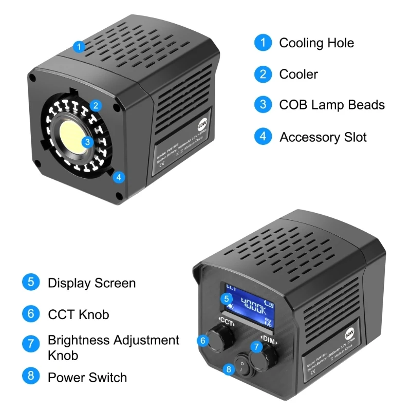 60W LED Panel With 13000Lux Brightness Rechargeable Battery 10000mAh For Filming And Content Creation