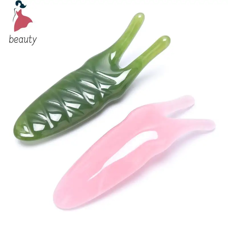 Natural Rose Quartz Jade Y-shaped Fork Massage Plate Nose Massage Acupuncture Face Lifting Stone Guasha Scraping Facial Gouache