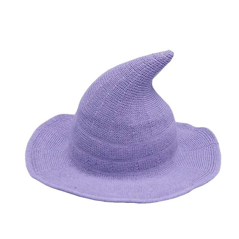 Halloween Vintage Knit Hat for Women Cosplay Witch Hat Dress Up Party Masquerade Hat Magic-hat Holiday Decoration Accessories