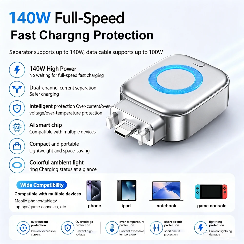 140W Type-C Full Charge Separator General Anti-Overcharge Protection Battery AI Automatic Electric Separation LX-007