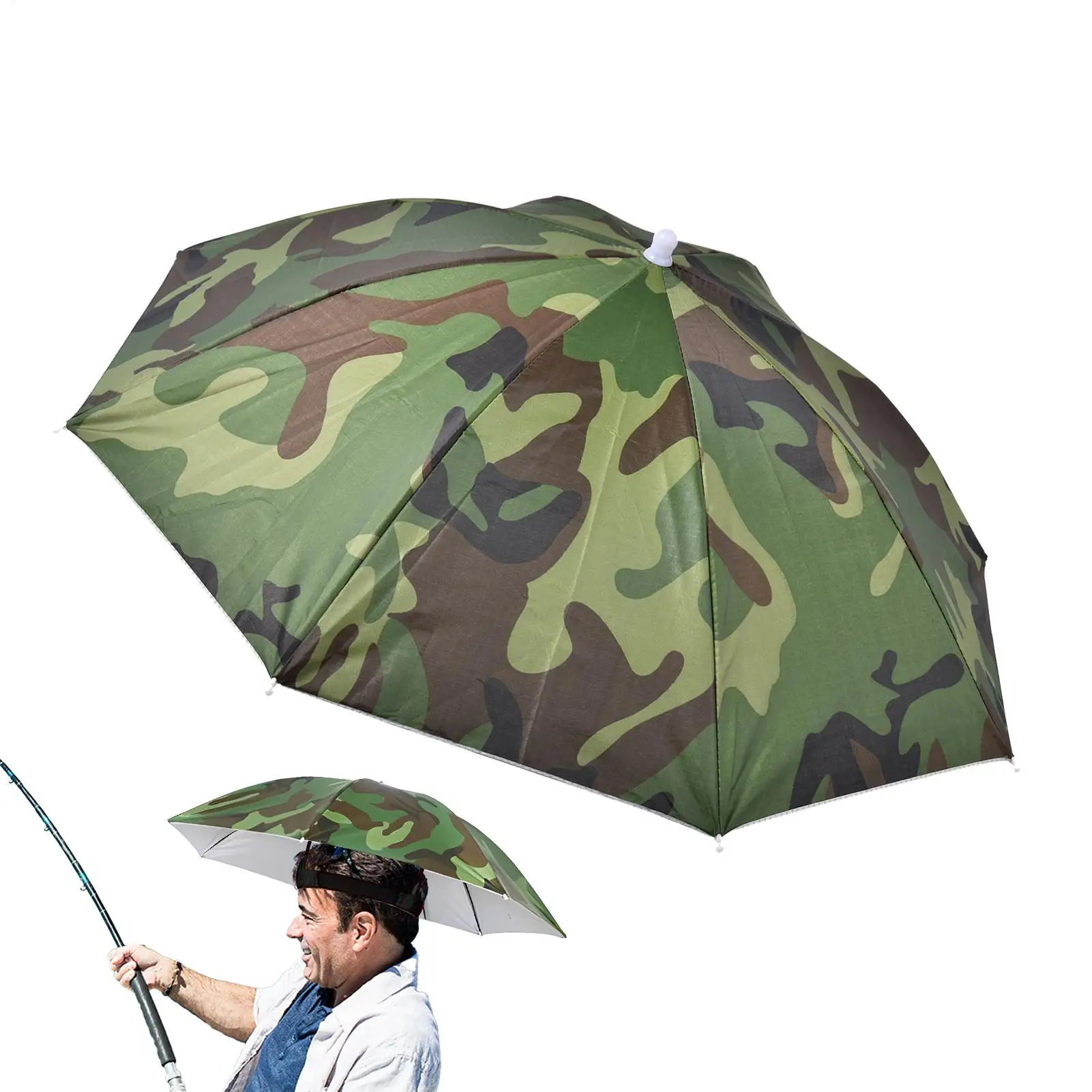 Fishing Umbrella Hat Sun-Rain Umbrella Hat Adjustable Sun Protection Umbrella Hat 52CM Adult And Child Folding Hat With Band
