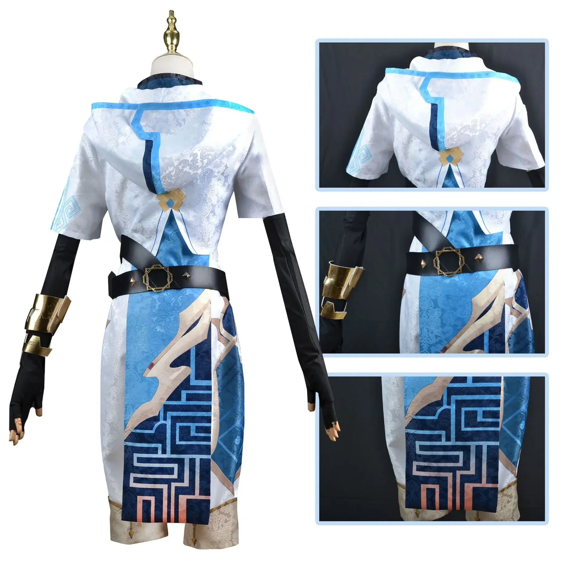 Spiel Genshin Impact Cosplay Kostüm Chongyun Cosplay Kostüm Männer blau Kostüm Halloween Top Hosen komplettes Set