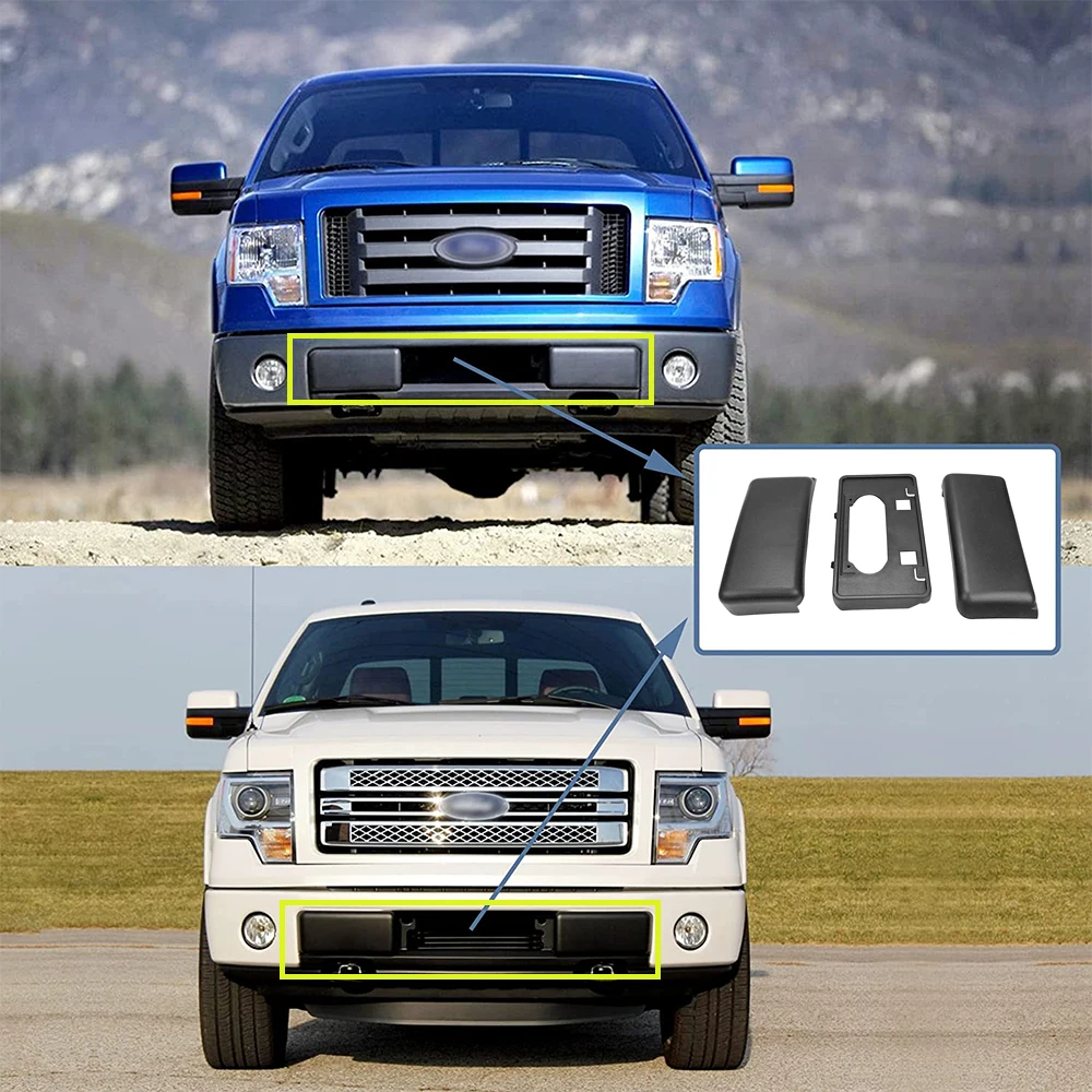 Front Bumper Guards Pads License Plate Frame Bracket Set For Ford F150 2009 2010 2011 2012 2013 2014 9L3Z17E810B 9L3Z17A385A
