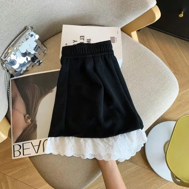 Shorts For Women Ruffle Hem Casual Shorts Big Size Drawstring Lace Shorts