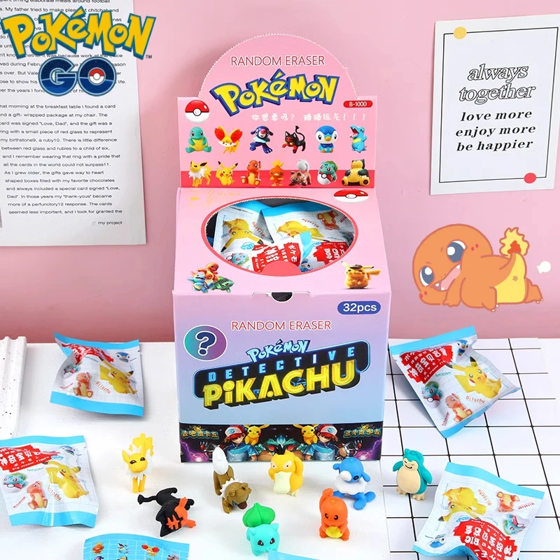 1/5/10pcs Pokemon Cute Chipless Eraser Anime Figure School Supplies Study Stationery Kawaii Pikachu Squirtle Kids Toys Gifts