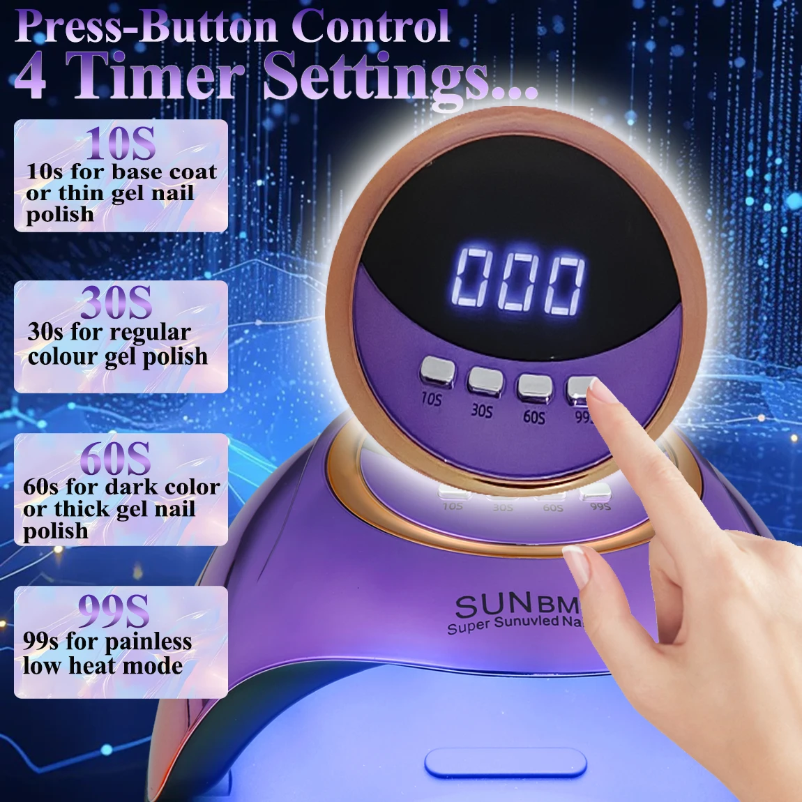 Professional SUN BM-11 2-in-1 Nail LED/UV Nail Lamp Machine With 66 LEDs And Four Timers for Nail Gel Polish Curing Manicure