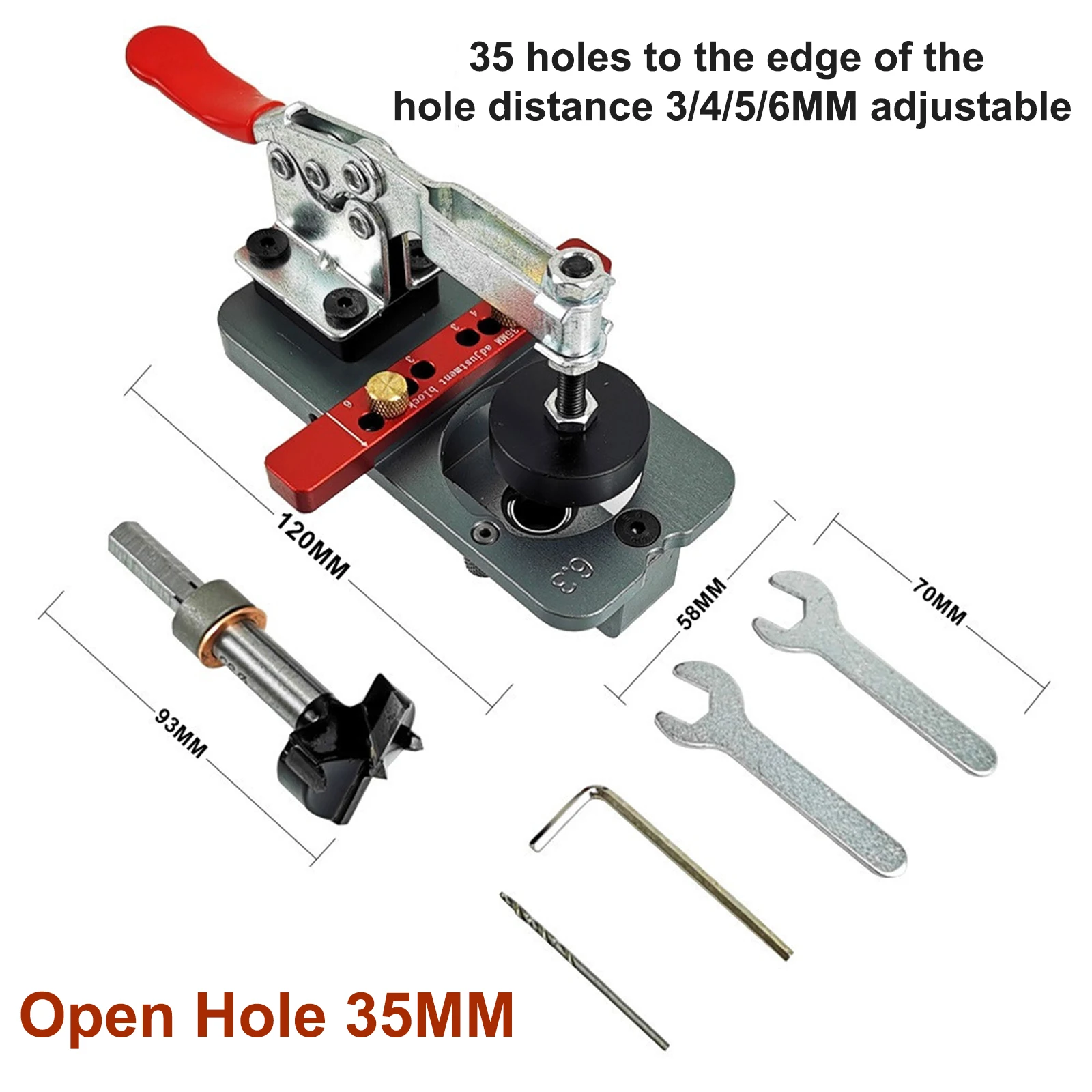 알루미늄 합금 구멍 오프너 도구 펀치 템플릿, 35mm 힌지 보링 지그 키트, 도어 캐비닛 목공 DIY 목공