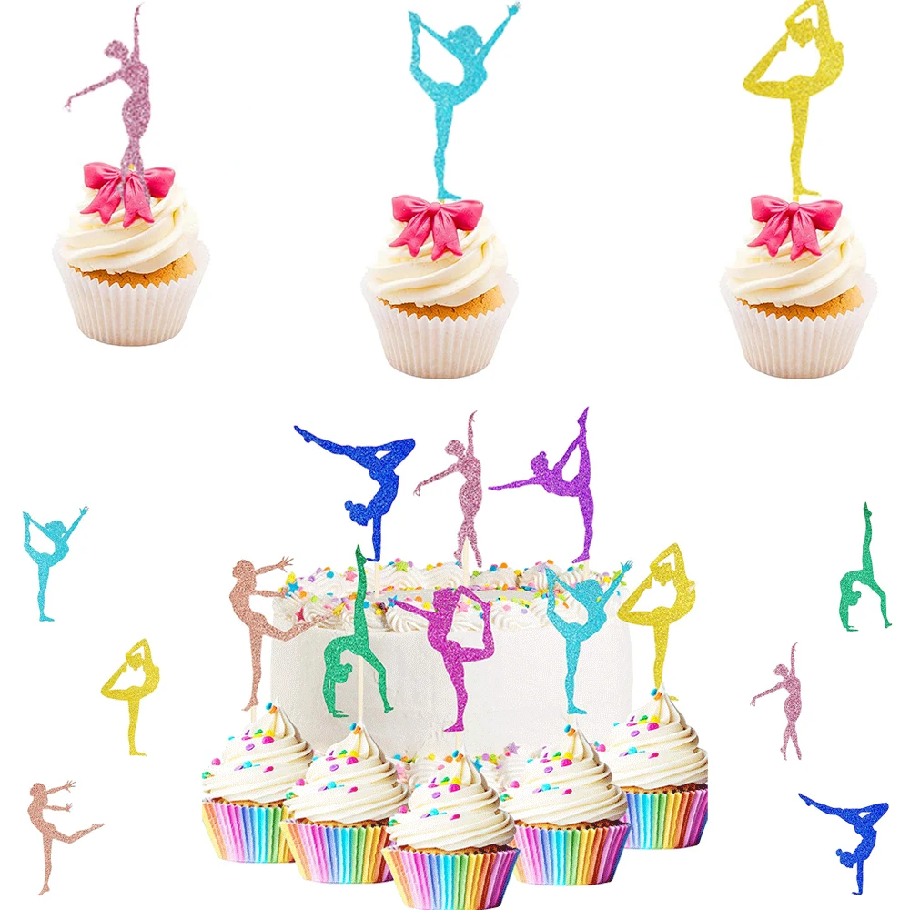 16/24Pcs Gymnastik Kuchen Topper Gymnastik Party Favors Turnerin Mädchen Cupcake Topper Gym Themen Geburtstag Kuchen Dekoration Lieferungen – Detail 2