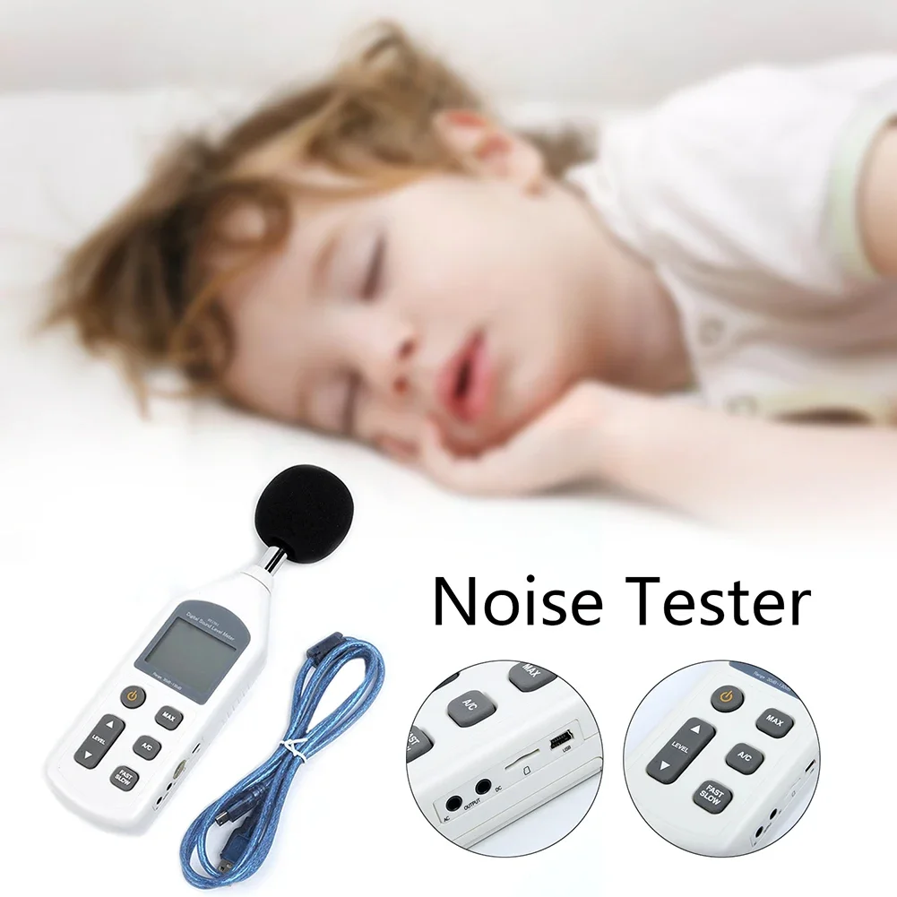 

USB Noise Sound Level Meter Meter Decibel Pressure Level 25.6*7*3.5 Mm 30db-130db 4 Digits LCD Display Durable