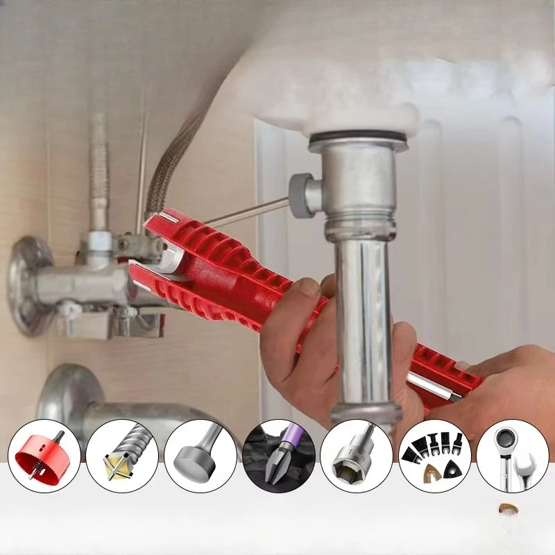

For 8 in 1 Multifunctional Alloy Basin Wrench Set Faucet Installer Water Tool For Toilet Kitchen With Box