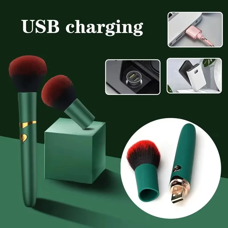2 In 1 Electric Multi-Function Soft Fluffy Portable Foundation Brush Vibration Makeup Brush Rechargeable Detail Makeup Tools