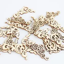 10Pcs/Bag Unique Natural Floral Wood Carved Wooden Figurines Crafts Corner Appliques Frame Wall Door Furniture Woodcarving Decor