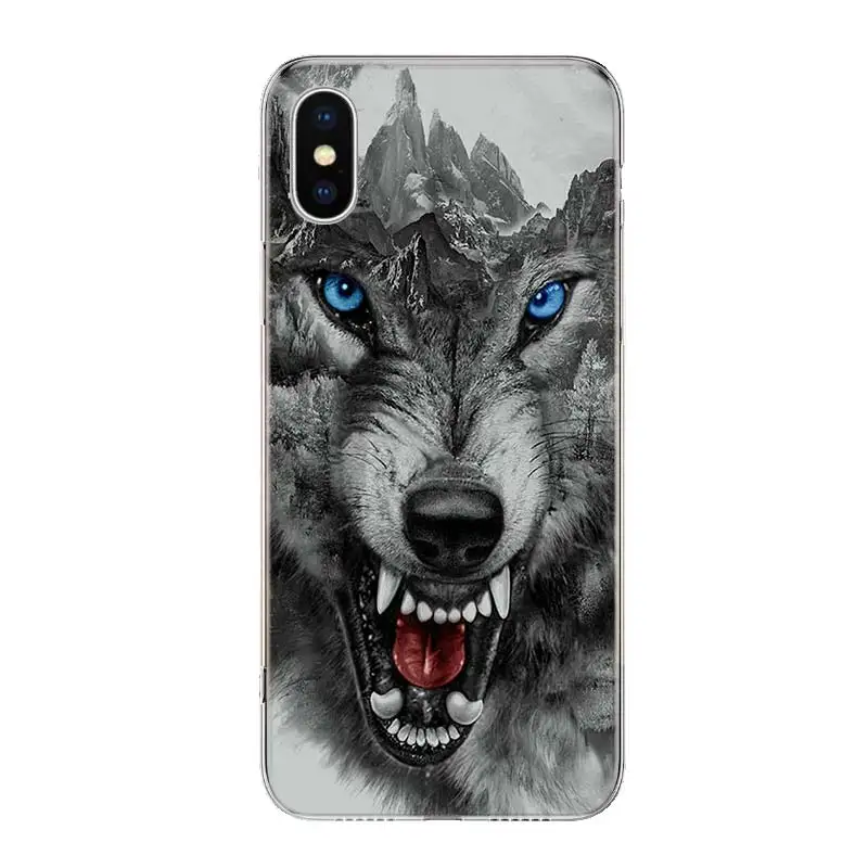 Wolf painting cool Clear Case For iPhone 11 13 14 Pro 15 Pro Max 12 Mini 16 XR X XS Max 7 8 Plus Funda Clear Soft TPU