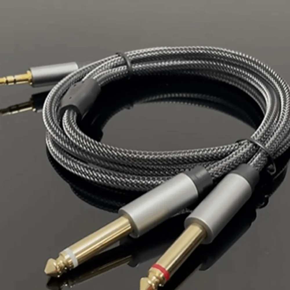 Dual Channel 3.5mm To 2 6.35mm Audio Cable Y Splitter 2 in 1 3.5mm To 6.35mm Audio Splitter Cable Stereo Aux Wire