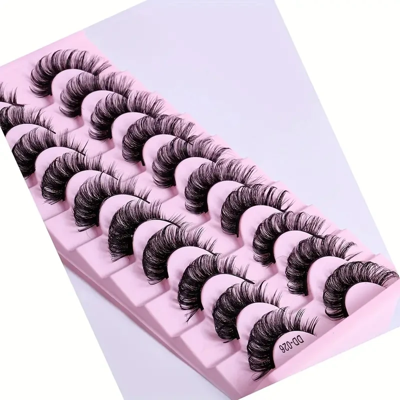 Specialized in Treating Hand Injuries! 10 Pairs of Reusable False Eyelashes, Thick and Curly to Create Dramatic Eyes, Beginner F