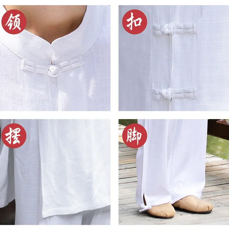 Men Kungfu Tai Chi Yoga Set Linen Loose Chinese Traditional Jogger Fitness Outfit Workout Meditation Casual Set sportswear