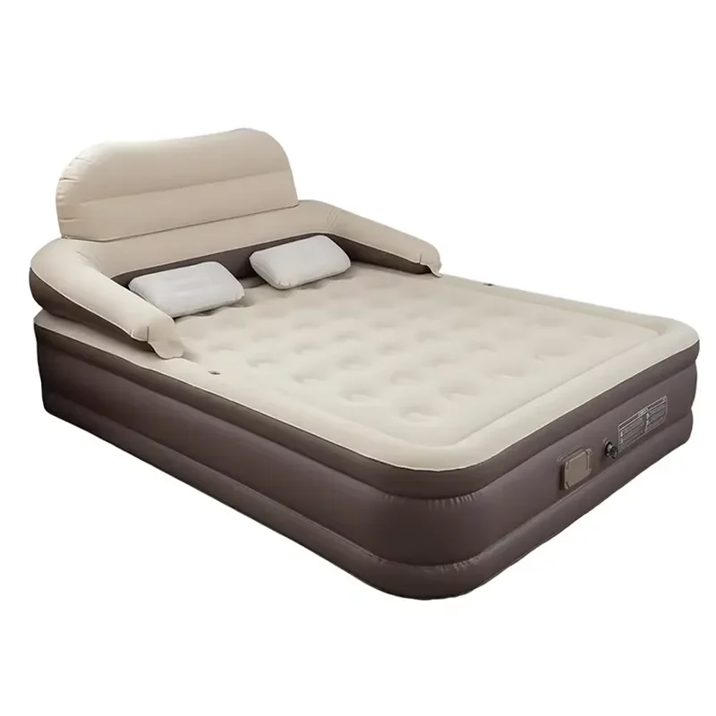 Queen Size Air Mattress with Headboard and Built in Battery Pump Blow up Camping Mattress Inflatable Bed