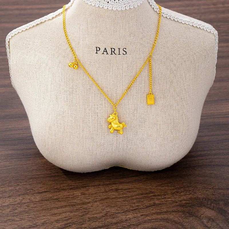 

Women's 24K Gold AU999 Flourishing Flowers Tassel Clavicle Chain, gorgeous floral gold jewelry for women daily matching