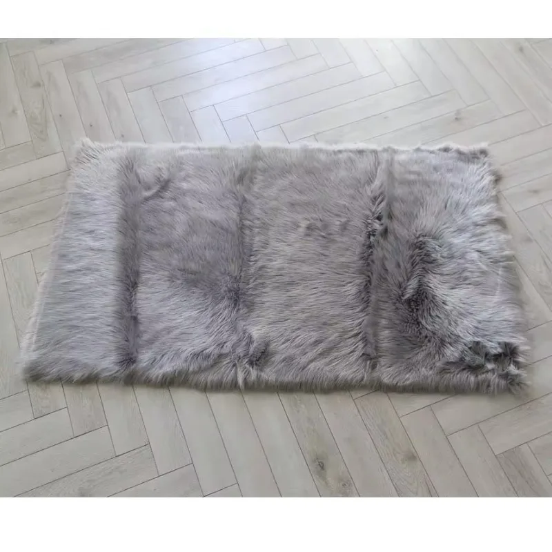 Customized colorful square faux fur fake sheepskin shaggy area rugs and carpets