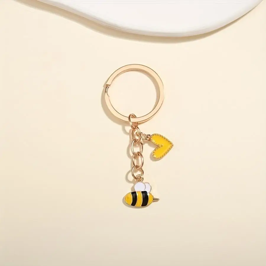 1/5/10/20/50/100pcs Cartoon Bee Keychain Cute Animal Key Ring Purse Bag Backpack Car Charm Earphone Accessory Women Men Funny Po