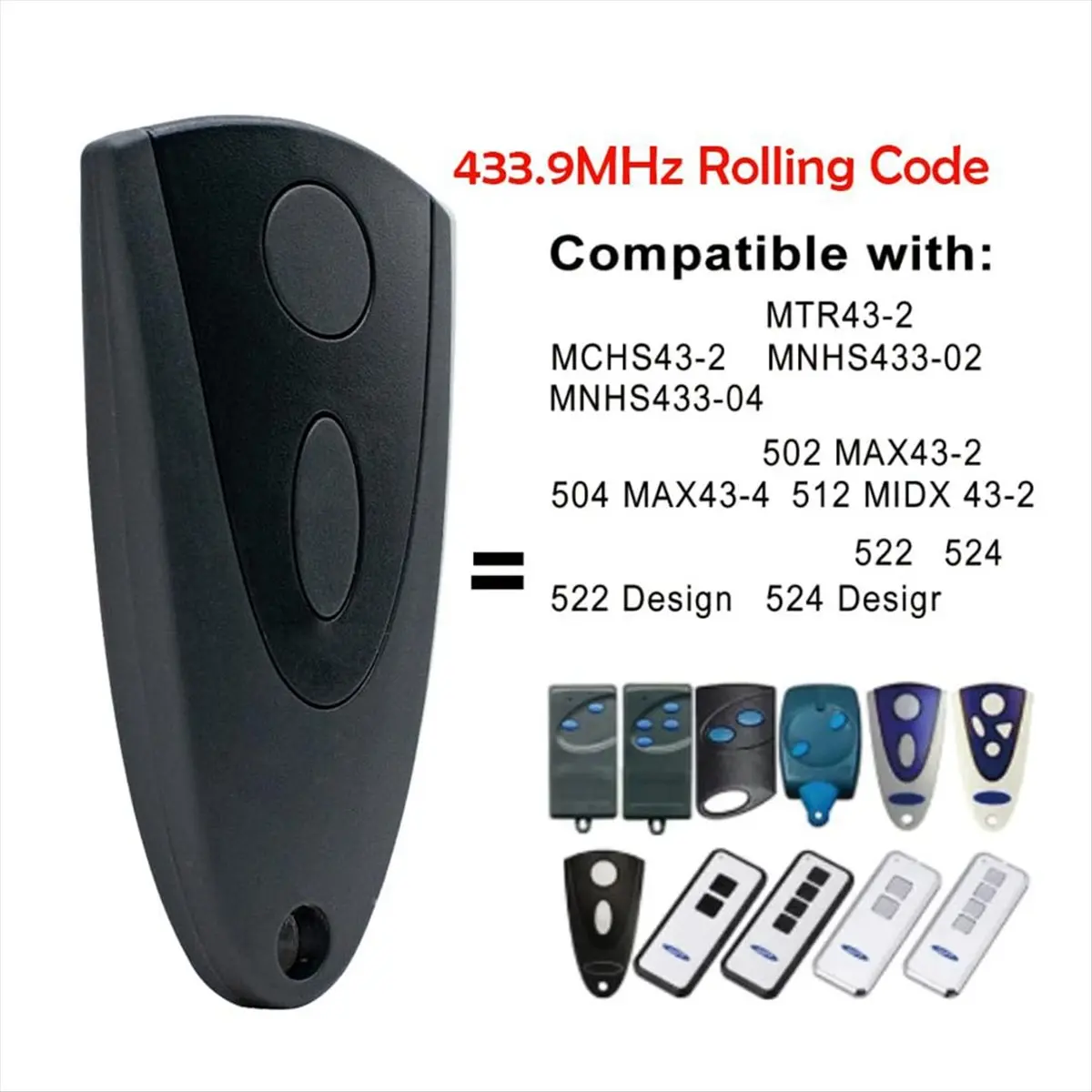 

Устройство открывания гаражных ворот AABFK, 433 МГц для Novoferm Tormatic Novotron 502 MAX43-2/512, MIX43-2, комплект из 2 пультов дистанционного управления (черный ключ)