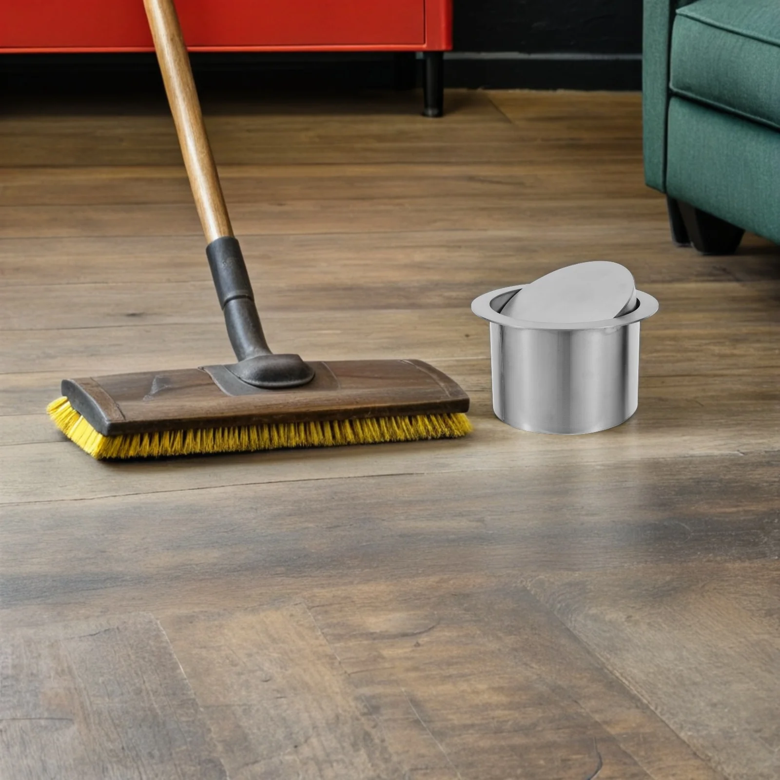 

140Mm Stainless Steel Drop-in Countertop Trash Lid Round Embedded Wastebasket Cover for Kitchen Bathroom Bin Hygienic Flip