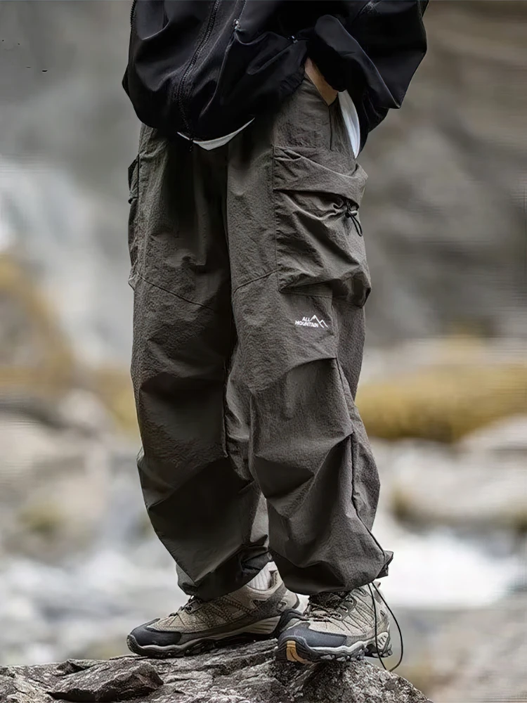

Vintage Baggy Hiking Cargo Pants Men Waterproof Casual Sport Jogging Sping Summer Parachute Pants Outdoor Wide leg Trousers