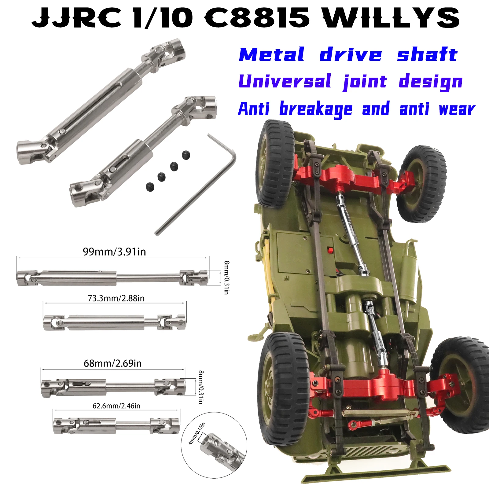 Número acessório do eixo de transmissão de metal d888 para jjrc 1/10 c8815 c8835 willis retro militar jeep cartão militar rc acessório do carro