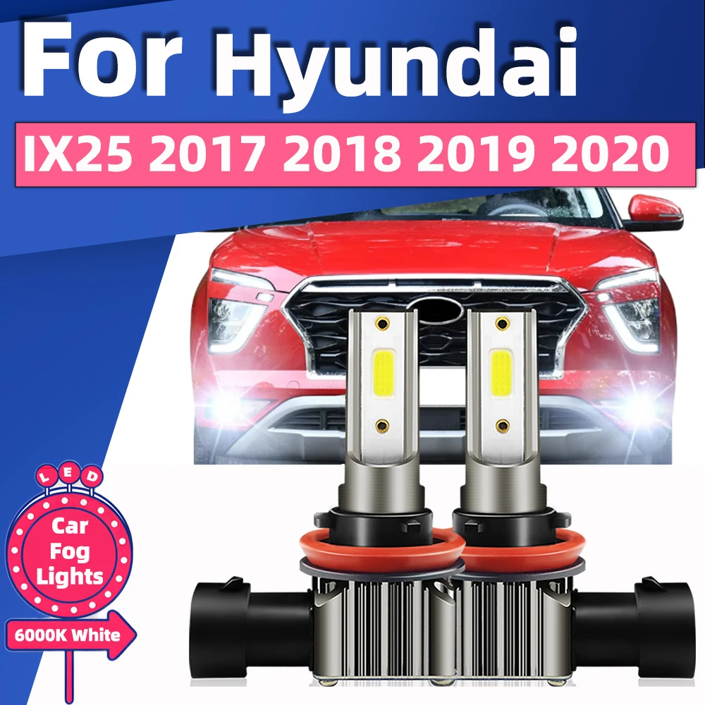 2Pcs LED Lamp Fanless Car Front Fog Light 15000LM Mini Size Bulbs 6000K For HYUNDAI IX25 2017 2018 2019 2020