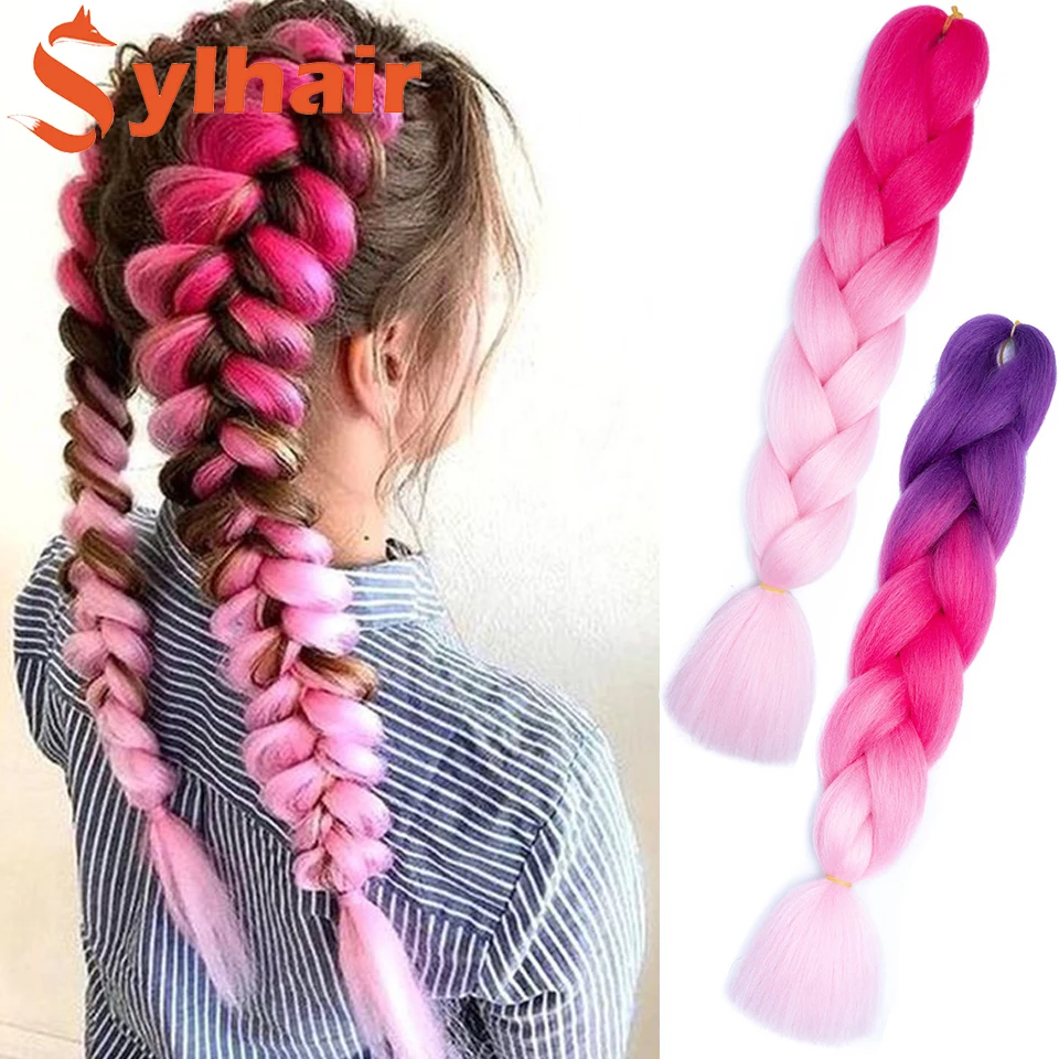 Jumbo Braids with Synthetic Hair Extensions 24Inch 100G Wholesale Single Ombre Color Glowing Hair Extension Braids Kanekalon Hai