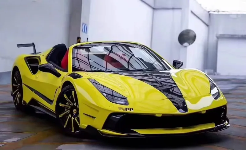 For 488 Upgrade M Style Carbon  Front Bumper Hood Rear Bumper Spoiler Side Skirt Cover Full Set