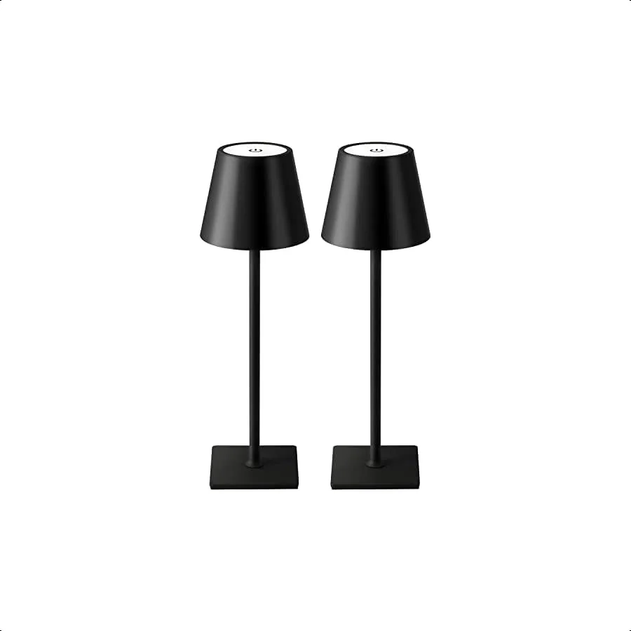 

2 Pack Cordless Table LampPortable LED Desk Lamp 5000mAh Battery Operated 3 Color Stepless Dimming Up for Restaurant Bedroom Ba