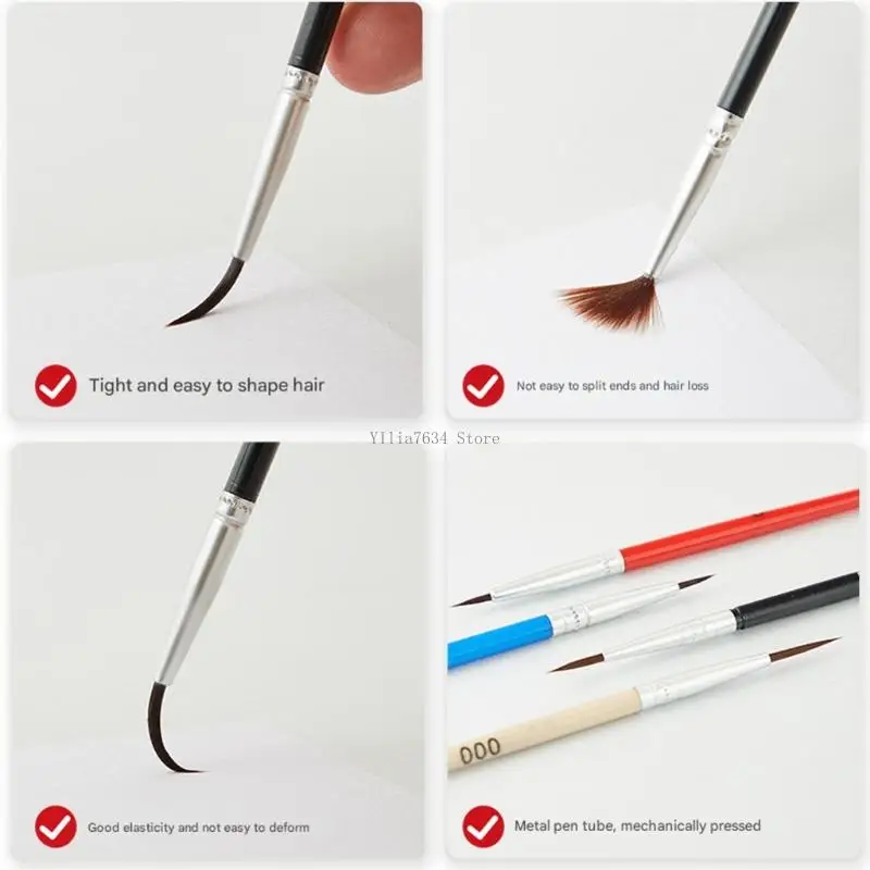  30Pieces Art Detail Brushes with Multiple Colors for Outlining and Shading Work