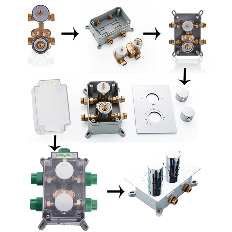 Imagem -02 - Guarnição do Termostato Escondido Válvula de Latão Maciço Controle de Função ou Matt Black Torneira Termostática do Chuveiro