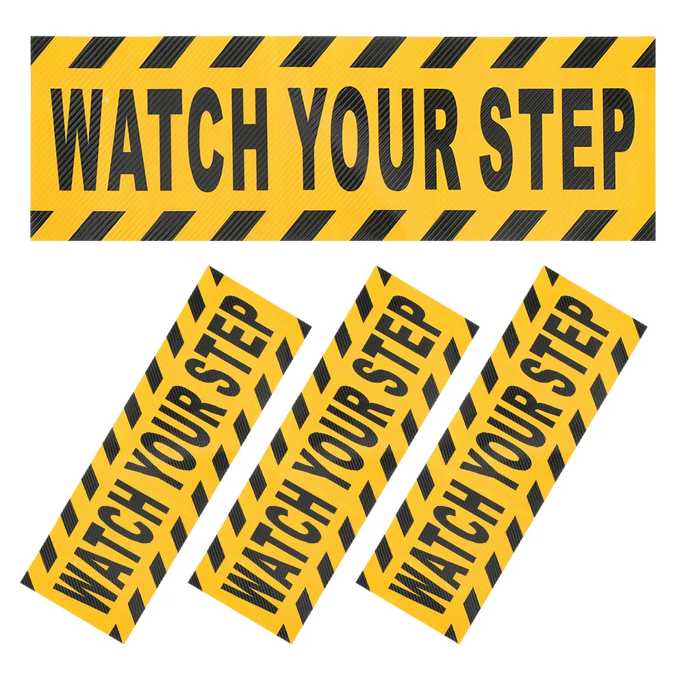 

4 шт., противоскользящая наклейка для пола, яркий предупреждающий знак, самоклеящаяся лента для лестниц, предупреждающая лента для использования в помещении и на открытом воздухе