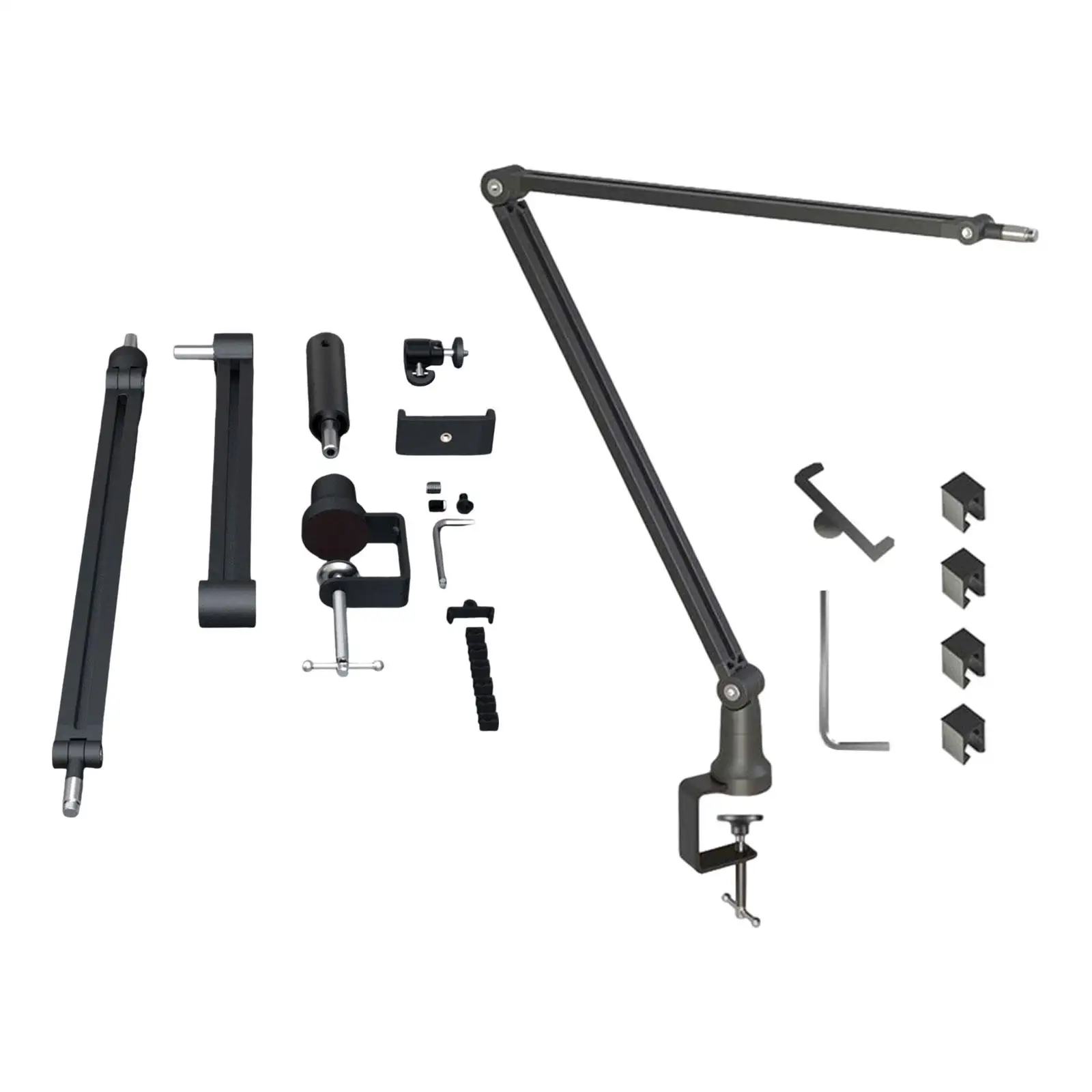 Ajustável Mic Braço Desk Mount com chave, cabo prático, escondendo suporte robusto microfone, Podcast, telefones, estúdio, áudio, jogos