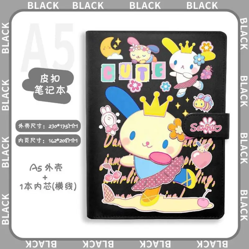 Kawaii Usahana A5 Leather Buckle Notebook Cartoon Underline Diary Notebook Student Portable Notepad Anime Peripheral Friend Gift