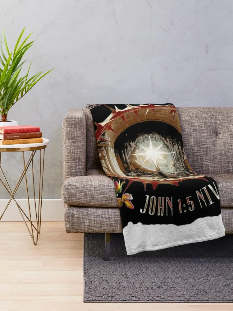 John 1:5 The Light Shines In The Darkness, and can not be overcome. Throw Blanket Polar decorative Sofa Quilt Blankets