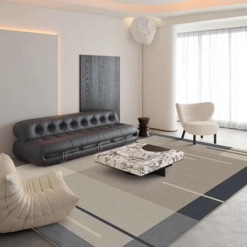 

Line Artistic Living Room Carpets Black Brown Minimalist Carpet Stripes Luxury Geometric Rugs Comfortable Easy Clean Bedroom Rug