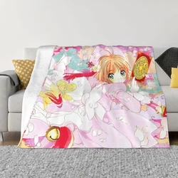 Cardcaptor Sakura Anime Blankets Flannel Kawaii Cartoon Lightweight Thin Throw Blankets for Home Couch Bedspread