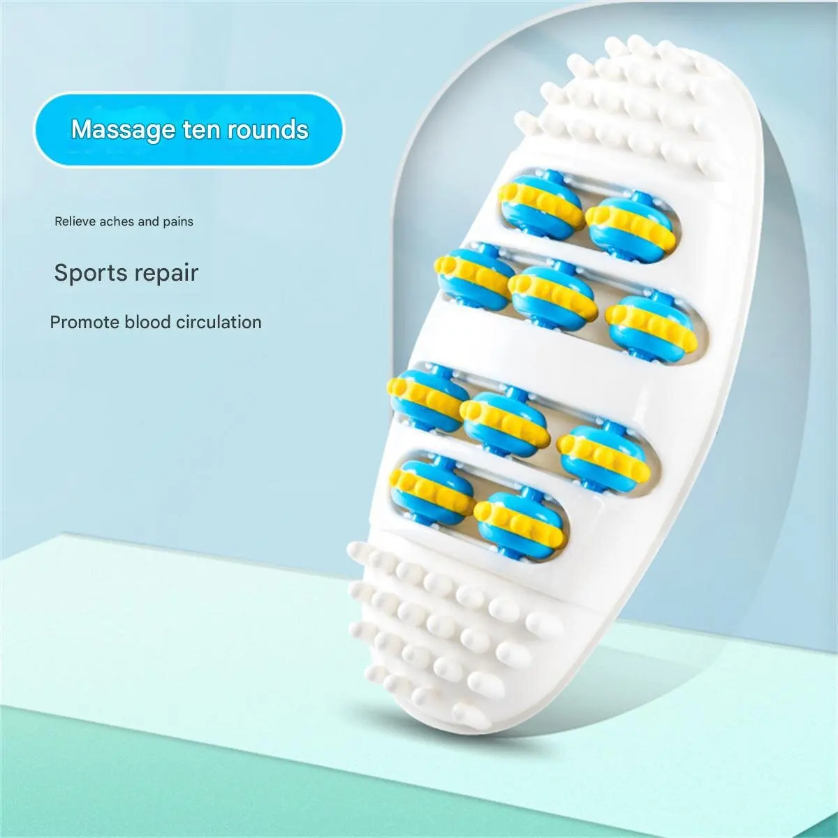 

Massager for legs, meridians, dredging, stimulating, kneading, acupuncture points on soles of feet, roller, acupressure pad, hom