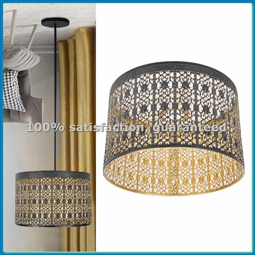 Metal Lamp Shade High Light Transmittance Modern Decorative Hollow Iron Lampshade for E14 E27 Bulbs-ABHG