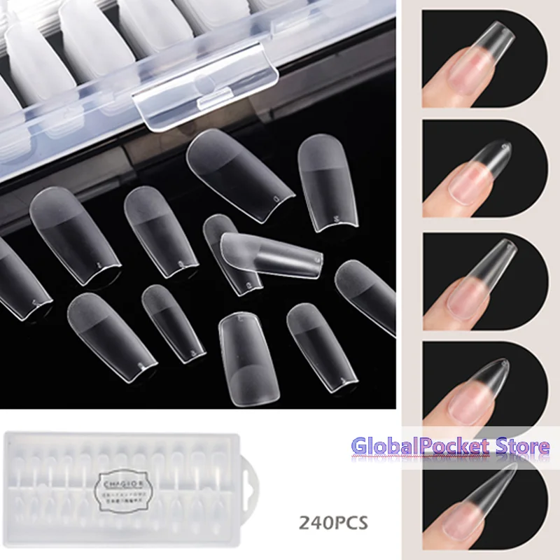 240pcs/set Fake Nails Tips Full Cover Short Acrylic Fake Nails Press On False Nail American Capsule Art Nailpop Накладные Ногти