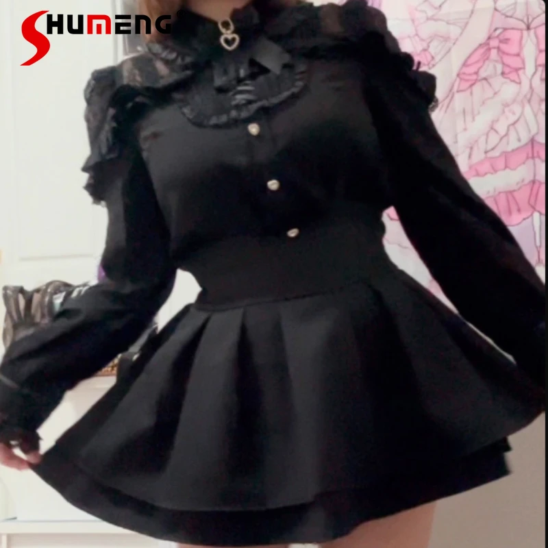 

Повседневная одежда, милая милая верхняя рубашка Rojita, японская блузка с длинными рукавами для похудения талии и бантом, с открытыми плечами