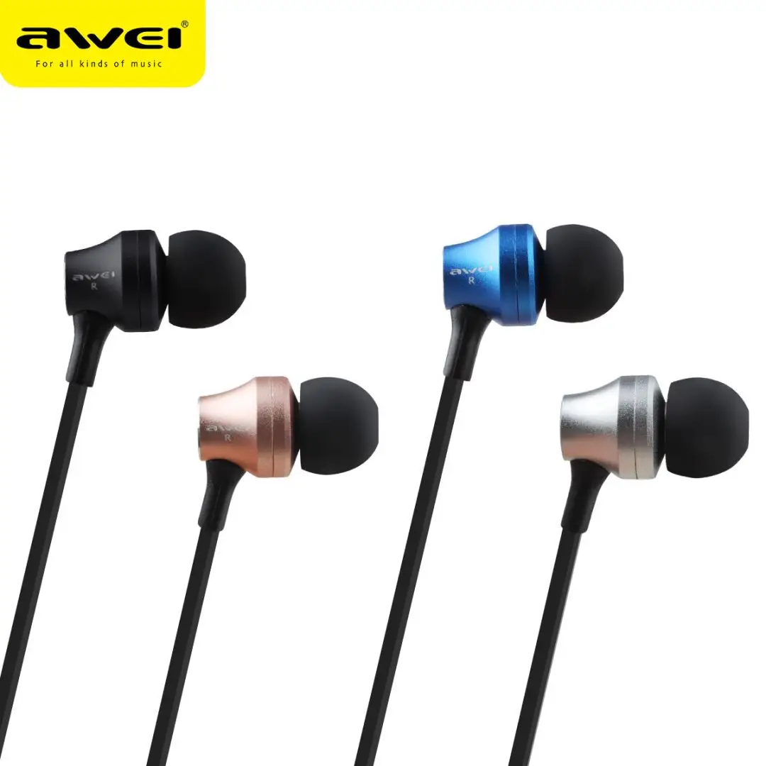 Awei 3.5mm Mobile Wired Earphones In-ear Headset Gamer Volume Control With Built-in Microphone Earbuds Universal For Smartphones