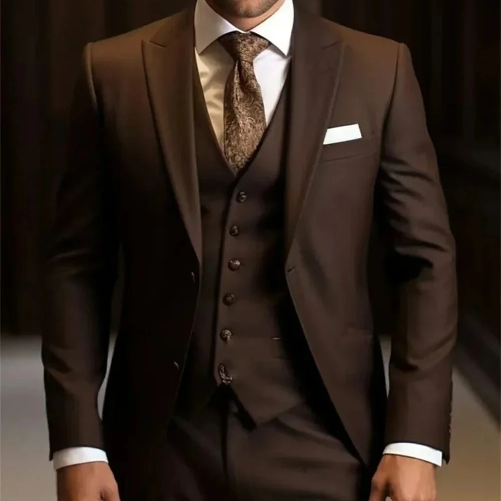 

Luxury Men's Suits Regular Slim Fit 3-Piece Blazer Vest and Pants Tuxedo Suits for Men Prom Tuxedos Business