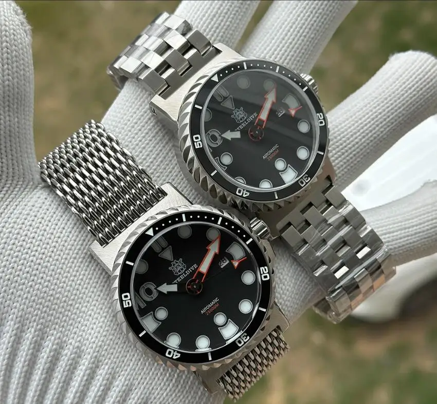 STEELDIVE Men Automatic Watch 46.5mm Mechanical Wristwatch Deep Diver 2500ATM Waterproof BGW-9 Luminous Ceramic Bezel NH35