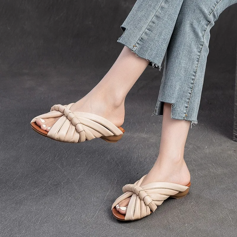 GKTINOO 2024 Summer Platform Flip Flops Fashion Beach Shoes Woman Anti-slip Genuine Leather Sandals Women Slippers Shoe