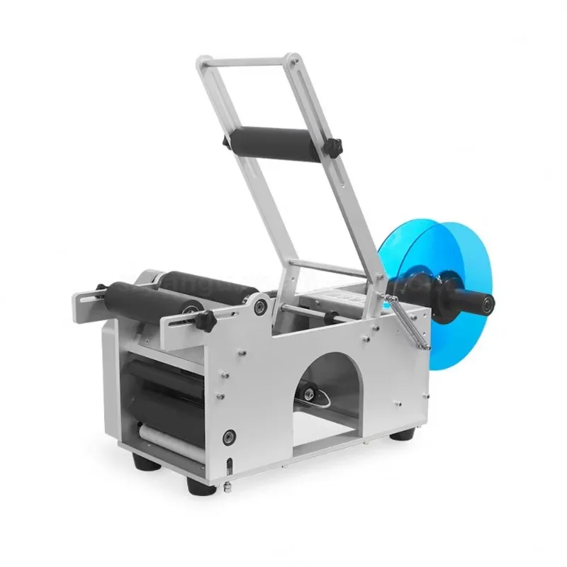 Semi Automatic Round Bottle Labeling Machine Roller Type Self Adhesive Compact Desktop Small Labeler