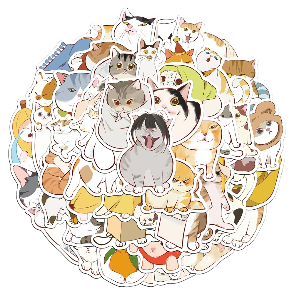 

10/30/50pcs Cute Cartoon Abstract Kitten Stickers Funny Cat Animal Decoration Decals DIY Computer Helmet Laptop Graffiti Sticker